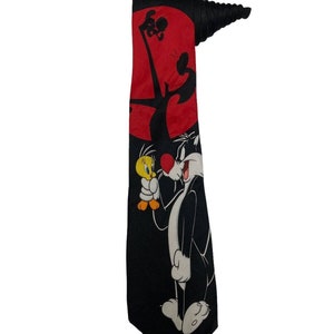 Looney Tunes Mania Sylvester Tweety Dibujos animados Vintage Novedad Corbata Poliéster
