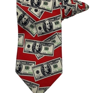 Utopia 100 Bills Green Gray White Red Necktie C Note Benjamins MONEY Rayon