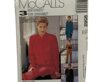 Mccalls 9562 Misses Unlined Jacket Pull On Pants Skirt Top Sewing Pattern 12-16