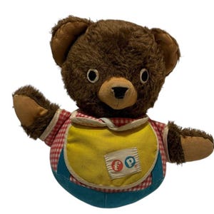 Fisher Price Vintage Roly Poly Teddy Bear Chime Plush Musical Baby Toy