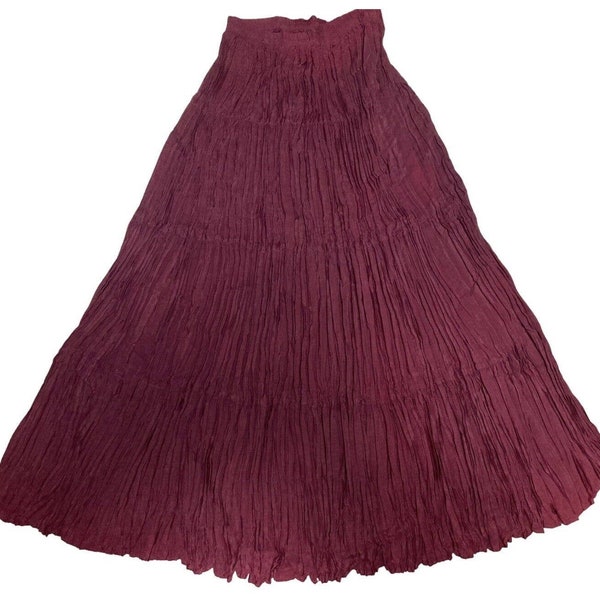 Vintage Circle T Marilyn Lenox Burgundy Red Elastic Waist Pleated Maxi Skirt Med