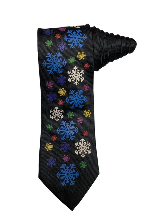 Hallmark Yule Tie Greetings Snowflakes Holiday No… - image 1