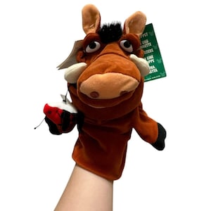 Walt Disney Store The Lion King PUMBAA HAND PUPPET 10&quot; Plush Stuffed Animal Toy
