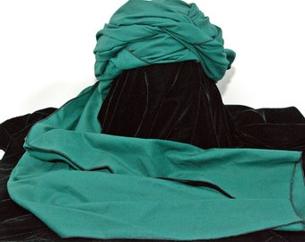 Forest Green 100% cotton broadcloth 4-yard turban or sash unisex: Turkish Ottoman Middle Eastern Persian Safavid shawl SCA belt LARP