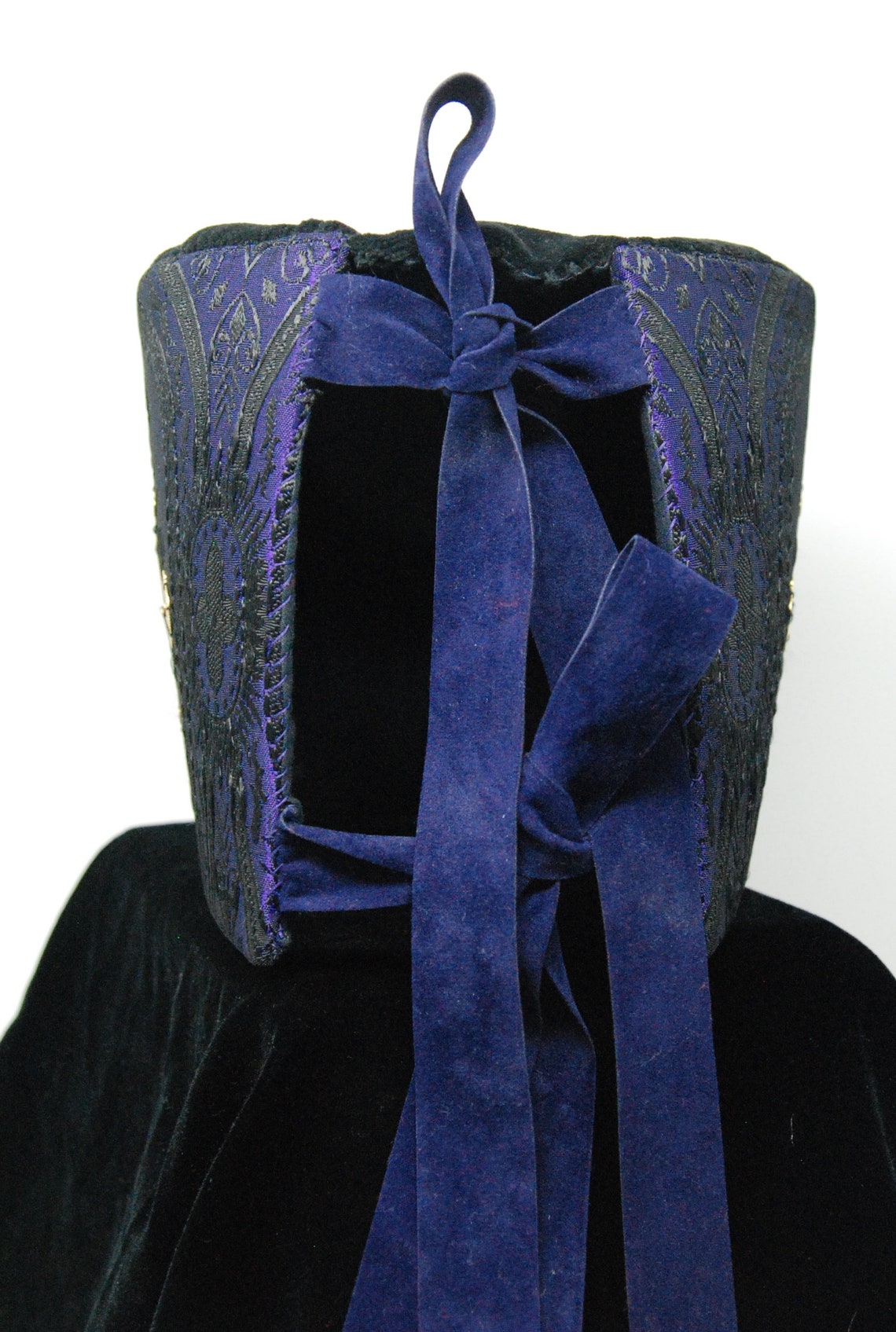 Byzantine Russian framed pillbox hat headdress. Purple black Etsy