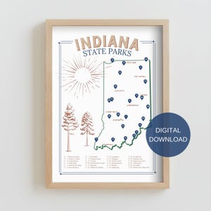 Indiana State Park Checkliste - Druckbare PDF-Digital-Download für Outdoor-Abenteuer
