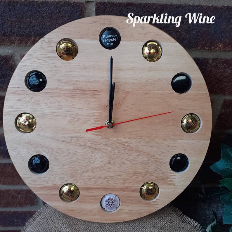 Unusual 25cm Wooden Bottle Cap Clock, Beer Caps, Cava Caps Wine Caps Etsy