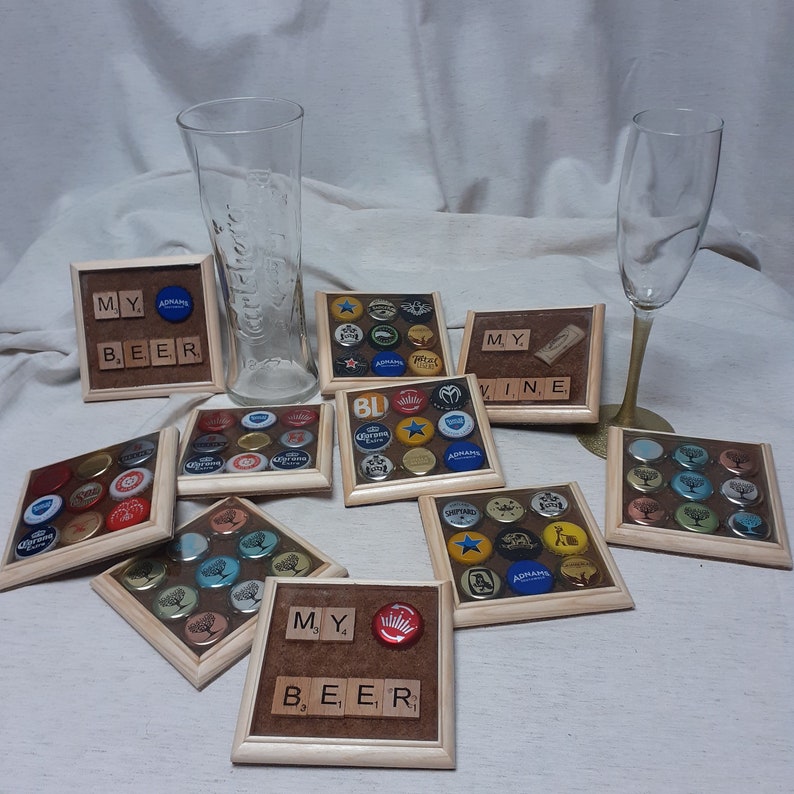 Handmade Wooden Beer/bottle Cap Resin Coasters Etsy Ireland