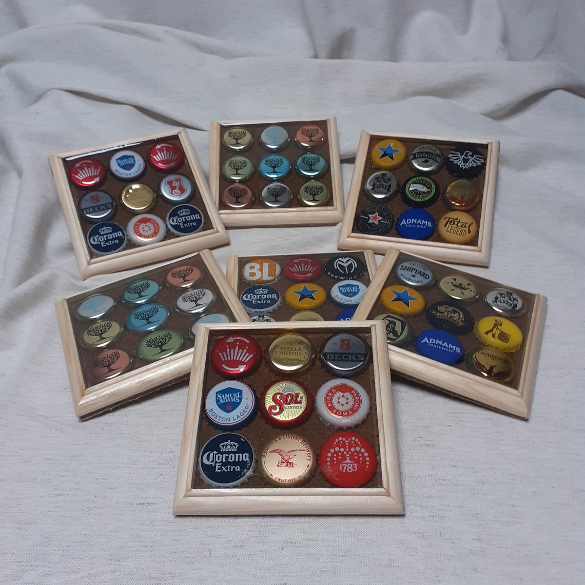 Handmade Wooden Beer/bottle Cap Resin Coasters Etsy Ireland