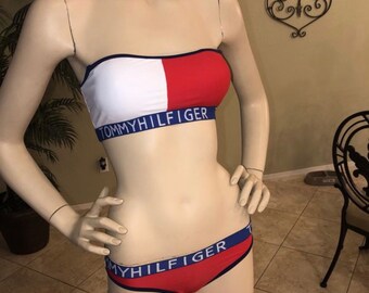 tommy hilfiger inspired reworked 2 piece bikini swimwear swimsuit