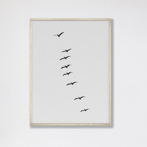 Flock, Boho Beach, Black and White, Coastal Decor, Neutral Tones, Wall Art Print, Printable Art, Instant Download, Ocean Print