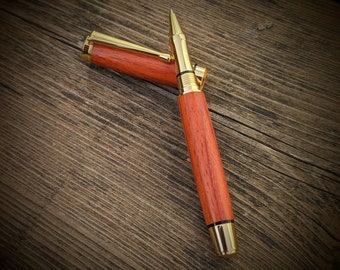 Stylo Plume En Bois Précieux Padouk - Plume Acier - Neuf, Jamais Encré