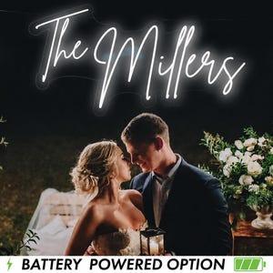 Wedding Neon Sign | Custom Last Name Neon | Wedding Gift | Wedding Decor | Grass Wall Backdrop | Family Name Neon Sign | LED Home Decor