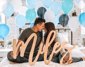 Name Sign For Baby Boy or Girl Nursery Decor Wall Art, Custom Wood Name Sign Personalized For Baby or Kids Room Wall Decor Boho Nursery Art