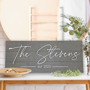 Personalized Last Name Sign with Names and Established Date, Anniversary Sign, Last Name Sign, Wedding Date Sign, Wedding Gift Sign