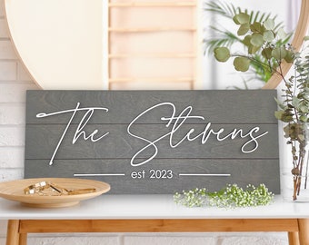 Personalized Last Name Sign with Names and Established Date, Anniversary Sign, Last Name Sign, Wedding Date Sign, Wedding Gift Sign