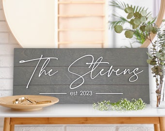 Family Last Name Sign | Personalized Wedding Gift | Pallet Sign Style | Farmhouse Decor Established Sign | Custom Wood Sign Engagement Gift