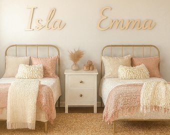 Matching Twin Nursery Wood Name Signs: Custom Wall Decor