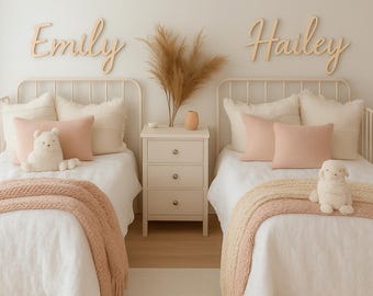 Custom Dorm Room Name Sign - Twin Matching Wooden Letters