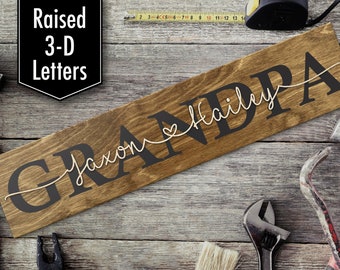 Personalized Grandpa Fathers Day Gift / Father's Day Gift / Grandpa Sign / Gift for Grandpa / Rustic Sign for Grandpa / Family Name Sign