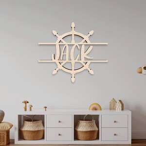 Personalized Nautical theme Sign, Baby Name Sign, Ocean theme, Wood Sign, Nursery Wall Art, Baby Shower Gift, Ship Wheel Name Sign, Nursery bild 2