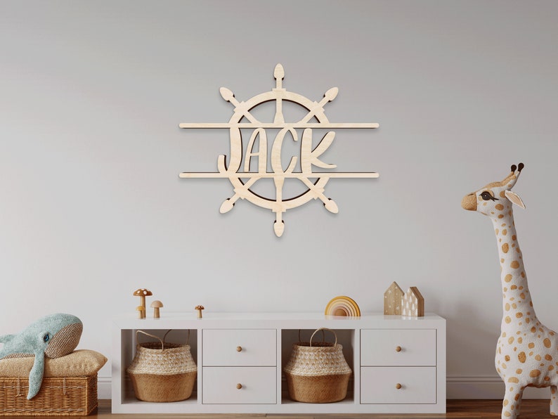 Personalized Nautical theme Sign, Baby Name Sign, Ocean theme, Wood Sign, Nursery Wall Art, Baby Shower Gift, Ship Wheel Name Sign, Nursery bild 2