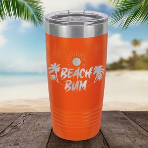 Engraved Beach Bum Tumbler: Personalized Summer Travel Mug