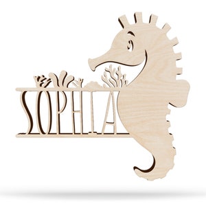 Personalized Seahorse Wall Sign, Nursery Decor, Ocean Nursery Name sign, Sea Animal Nursery Decor, Sea Kids Room sign, Baby Room Decor