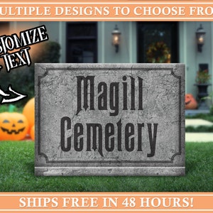 Custom Last Name Cemetery Grave Yard Sign | Halloween Decoration | Personalized Spooky Home Decor | Haunted House | Funny | Haunted Mansion