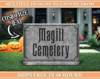 Custom Last Name Cemetery Grave Yard Sign | Halloween Decoration | Personalized Spooky Home Decor | Haunted House | Funny | Haunted Mansion