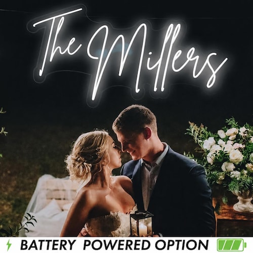 Wedding Neon Sign | Custom Last Name Neon | Wedding Gift | Wedding Decor | Grass Wall Backdrop | Family Name Neon Sign | LED Home Decor