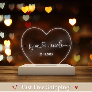 Custom Valentines Day Night Light | Anniversary gift | Romantic gift for couple | Gift for Him | Names And Date | Engagement Gift