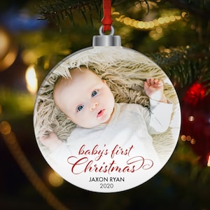 Baby&#39;s First Christmas Ornament, First Christmas, Photo Ornament, Christmas Ornament, 1st Christmas Gift, Personalized Ornament, Baby Gift