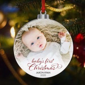 Première décoration de Noël de bébé, premier Noël, décoration photo, décoration de Noël, 1er cadeau de Noël, décoration personnalisée, cadeau pour bébé