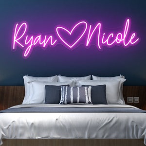 Wedding Neon Sign Custom Last Name Neon Wedding Gift Wedding Decor Grass Wall Backdrop Family Name Neon Sign LED Home Decor image 3