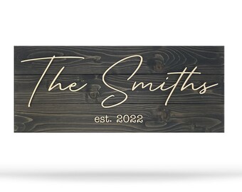 Family Last Name Sign for Personalized Wedding Gift in Pallet Sign Style, Farmhouse Decor Established Sign, Custom Wood Sign Engagement Gift