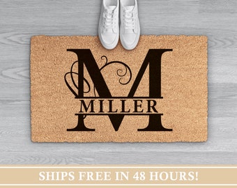 Wedding Gift | Housewarming Gift | Custom Monogram Doormat | Personalized Door Mat | New Home Welcome Rug | Closing Gift | Front Door Decor