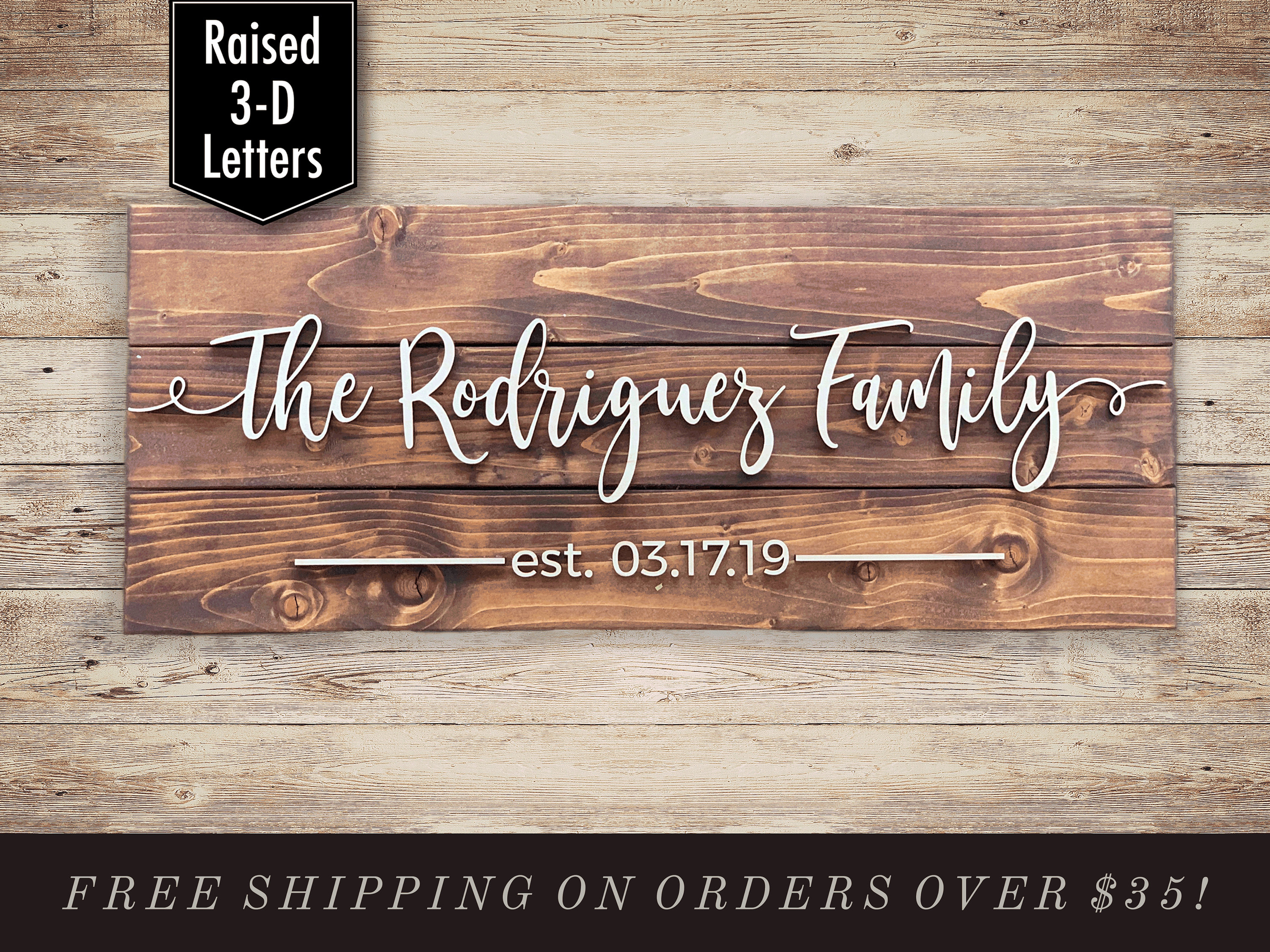 Personalized Family Name Wood Sign: 3D Lettering, Established Date - Etsy