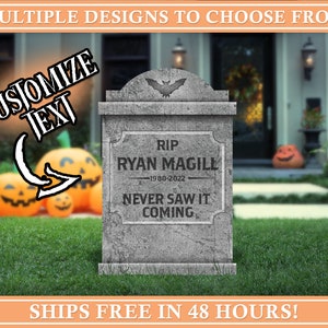 Personalized Halloween Tombstone Decoration | Custom Grave Yard Sign | Spooky Home Decor | Haunted House | Funny | Haunted Mansion