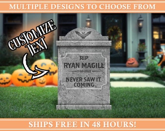 Personalized Halloween Tombstone Decoration | Custom Grave Yard Sign | Spooky Home Decor | Haunted House | Funny | Haunted Mansion