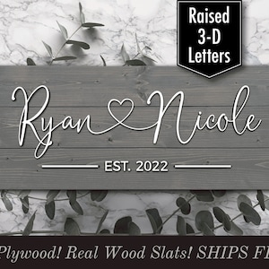 Personalized Wedding Gift Last Name Established Sign Family Name Sign Custom Wood Sign Wooden Anniversary Gift Couple Gift Personalized Sign