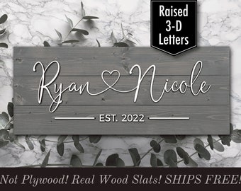 Personalized Wedding Gift Last Name Established Sign Family Name Sign Custom Wood Sign Wooden Anniversary Gift Couple Gift Personalized Sign