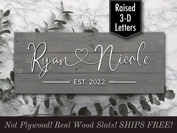 Personalized Wedding Gift Last Name Established Sign Family Name Sign Custom Wood Sign Wooden Anniversary Gift Couple Gift Personalized Sign