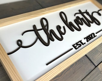 Wedding Gift, Personalized Family Last Name Sign,  Custom Anniversary Engagement Gift For Couple, Framed Established Date Bridal Shower