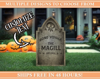 Halloween Tombstone Grave Yard Sign | Custom Decoration | Personalized Spooky Home Decor | Haunted House | Funny | Haunted Mansion