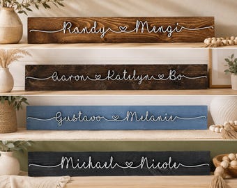 Personalized Couple Name Sign, Custom Wooden Name Sign, Family Name Wall Decor, Anniversary Gift, Wedding Gift, Farmhouse Home Decor