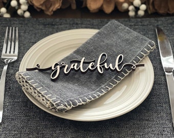 Grateful Place Cards | Thanksgiving Place Setting | Grateful Wooden Place Setting | Holiday Decor | Thanksgiving Place settings
