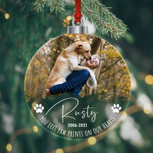 Pet Loss Memorial Ornament / Dog Remembrance Christmas Photo / Personalized Dog Lovers Gift / In Memory of Pet Christmas Tree Decoration