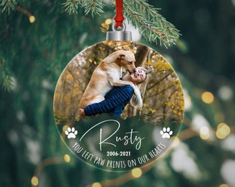 Pet Loss Memorial Ornament / Dog Remembrance Christmas Photo / Personalized Dog Lovers Gift / In Memory of Pet Christmas Tree Decoration