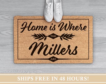 Custom Doormat | Personalized Housewarming Gift | Wedding Gift | Closing Gift | Welcome Rug | Gifts for Mom | Front Door Decor